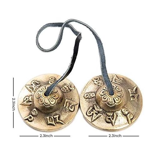  Tingsha Cymbals Bells - Easy To Play - Meditation Mindfulness Chime For Chakra Healing Spiritual Dharma Gifts Handcrafted Tibetan By Himalayan Bazaar (Ohm Mani)