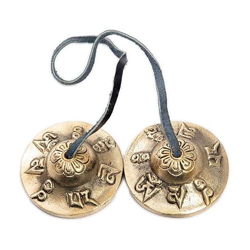  Tingsha Cymbals Bells - Easy To Play - Meditation Mindfulness Chime For Chakra Healing Spiritual Dharma Gifts Handcrafted Tibetan By Himalayan Bazaar (Ohm Mani)