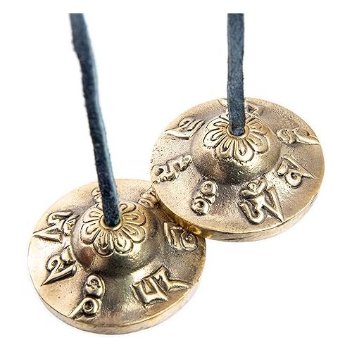  Tingsha Cymbals Bells - Easy To Play - Meditation Mindfulness Chime For Chakra Healing Spiritual Dharma Gifts Handcrafted Tibetan By Himalayan Bazaar (Ohm Mani)
