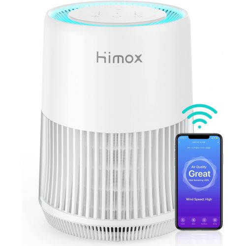  HIMOX Smart Air Purifiers for Home COVID Allergies, Ture H13 HEPA Filter Remove 99.99% Virus Pollen Pet Dander Mold Smoke, WiFi Air Purifier Work with Alexa Google Home and Smartph
