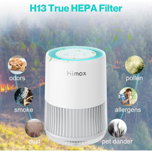  HIMOX Smart Air Purifiers for Home COVID Allergies, Ture H13 HEPA Filter Remove 99.99% Virus Pollen Pet Dander Mold Smoke, WiFi Air Purifier Work with Alexa Google Home and Smartph