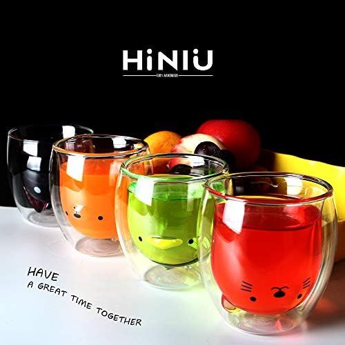  [아마존베스트]HINIU Double Glass Juice Espresso Milk Beer Cute Animal Mugs 1 Piece, 8 oz (BEAR)