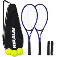 HIRALIY Adult Recreational 2 Players Tennis Rackets ,27 Inch Super Lightweight Tennis Racquets for Student Training Tennis and Beginners, Tennis Racket Set For Outdoor Games, Including 3 Tennis Balls, 2 Tennis Overgrips and 1 Tennis Bag