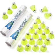 HIRALIY 24 Pack Nylon Badminton Shuttlecocks Birdies, Nylon Feather Shuttlecocks for Badminton with Stable & Durable, Ideal Hitting Practice for Youth Players Indoor and Outdoor