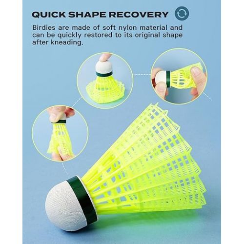  HIRALIY 24 Pack Nylon Badminton Shuttlecocks Birdies, Nylon Feather Shuttlecocks for Badminton with Stable & Durable, Ideal Hitting Practice for Youth Players Indoor and Outdoor