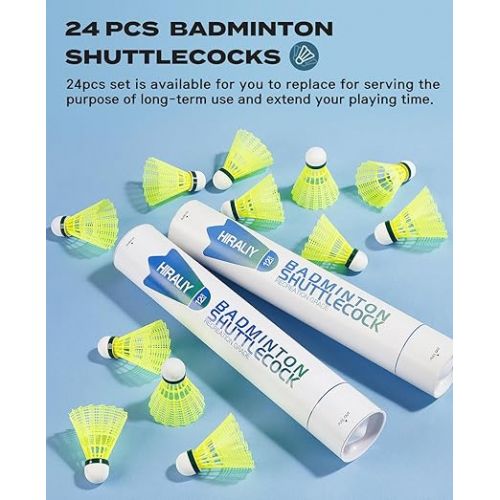  HIRALIY 24 Pack Nylon Badminton Shuttlecocks Birdies, Nylon Feather Shuttlecocks for Badminton with Stable & Durable, Ideal Hitting Practice for Youth Players Indoor and Outdoor