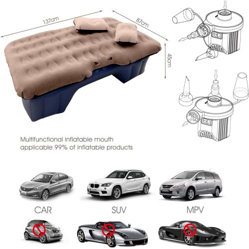  HIRALIY Car Air Mattress for Back Seat Inflatable Car Mattress Portable Travel Camping Mattress Sleep Bed for Road Trips Universal SUV Blow Up Mattress with 2 Air Pillow & Electric