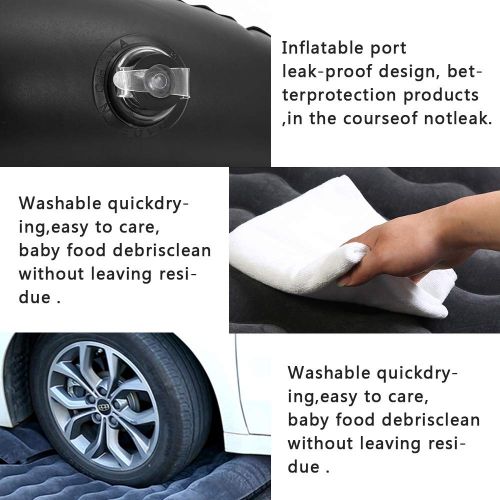  HIRALIY Premium Quality Car Travel Back Seat Inflatable Air Mattress 2 Air Pillows,2 Air Piers,1 Travel Neck Pillow,Mattress and Piers can be Separated so Mattress can be Used Like Normal