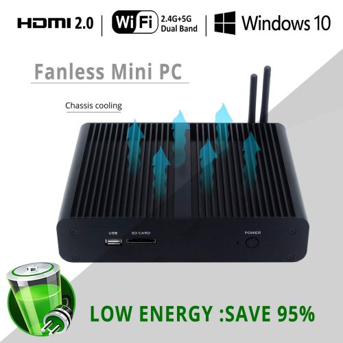  HISTTON Fanless Core i7 Mini PC Desktop PC with Intel Core i7 6500U 2.5Ghz 300M WiFi High Configuration and Fast Speed, Zero Noise Suitable for Home, Office,Game Computer (16GB RAM