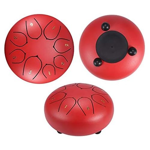  [아마존베스트]Hitechlife 6 Inch Steel Tongue Drum in D Major with 8 Sounds, Percussion Instrument with 2 Drumsticks, 4 Finger Cover, Carry Bag and Sticker for Yoga, Zazen Meditation