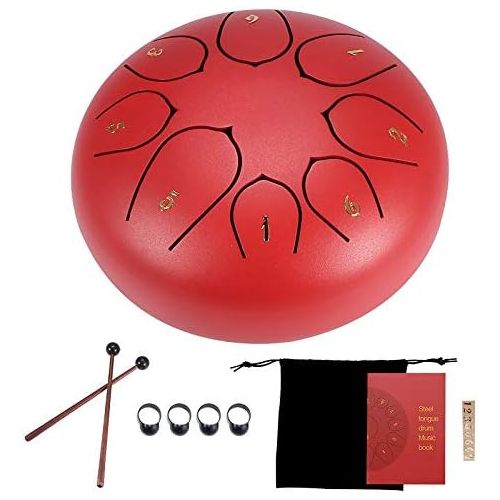  [아마존베스트]Hitechlife 6 Inch Steel Tongue Drum in D Major with 8 Sounds, Percussion Instrument with 2 Drumsticks, 4 Finger Cover, Carry Bag and Sticker for Yoga, Zazen Meditation