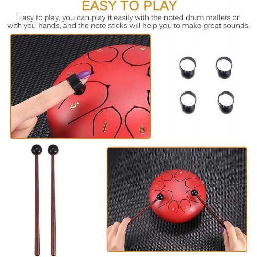  [아마존베스트]Hitechlife 6 Inch Steel Tongue Drum in D Major with 8 Sounds, Percussion Instrument with 2 Drumsticks, 4 Finger Cover, Carry Bag and Sticker for Yoga, Zazen Meditation