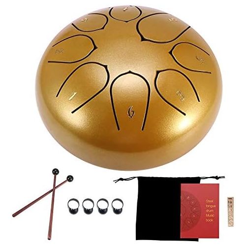  [아마존베스트]Hitechlife Steel Tongue Drum Set, 15.2 cm Steel Tongue Drum with 8 Tones, Includes Drum Mallets & Carry Bag, Percussion Instrument for Yoga & Meditation