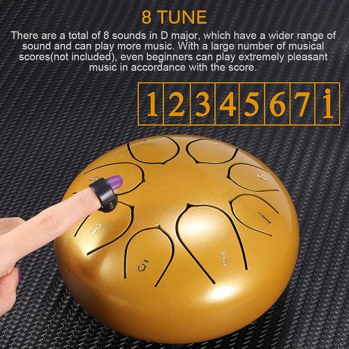  [아마존베스트]Hitechlife Steel Tongue Drum Set, 15.2 cm Steel Tongue Drum with 8 Tones, Includes Drum Mallets & Carry Bag, Percussion Instrument for Yoga & Meditation