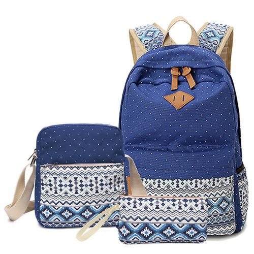  HITOP Backpacks for Teen Girls, Cute Fashion School Student Bookbag Set, Laptop Bag Shoulder Bag Pencil Bag 3 in 1 … (Navy Blue (1 set))