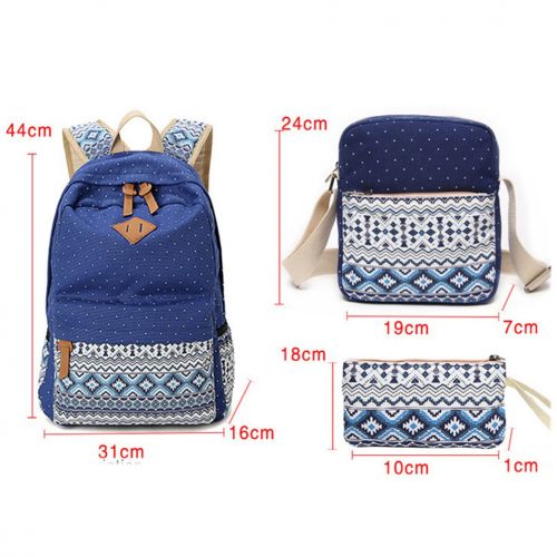  HITOP Backpacks for Teen Girls, Cute Fashion School Student Bookbag Set, Laptop Bag Shoulder Bag Pencil Bag 3 in 1 … (Navy Blue (1 set))
