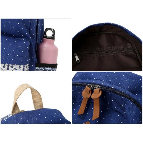  HITOP Backpacks for Teen Girls, Cute Fashion School Student Bookbag Set, Laptop Bag Shoulder Bag Pencil Bag 3 in 1 … (Navy Blue (1 set))