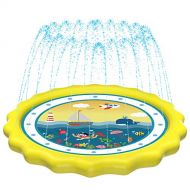 HITOP Kids Sprinklers for Outside, Splash Pad for Toddlers & Baby Pool 3-in-1 60 Water Toys Gifts for 1 2 3 4 5 Year Old Boys Girls Splash Play Mat (Ocean)