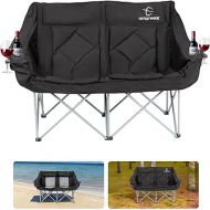 HITORHIKE Double Camping Chair Heavy Duty Oversized Folding Loveseat Camping Chair - Single/Double, All-Season Design with Cup Holder for Camping, Picnic, Beach