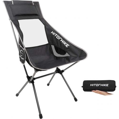  Hitorhike Camping Chair with Nylon Mesh and Comfortable Headrest Ultralight High Back Folding Camp Chair Portable Compact for Camping, Hiking, Backpacking, Picnic, Festival, Family