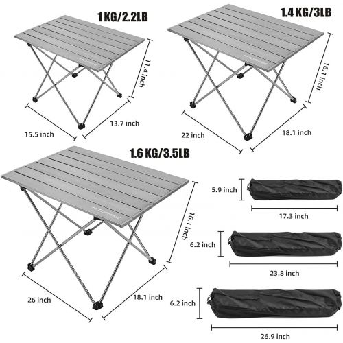  Hitorhike Camping Tables with Aluminum Table Top Ultralight Camp Table with Carry Bag for Indoor, Outdoor, Backpacking, BBQ, Beach, Hiking, Travel, Fishing. (Frost Gray, Large)