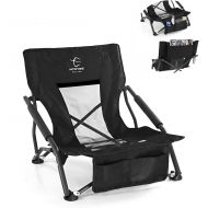 HITORHIKE Low Sling Beach Camping Concert Folding Chair with Armrests and Breathable Nylon Mesh Back Compact and Sturdy Chair