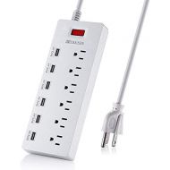 [아마존 핫딜] [아마존핫딜]HITRENDS Power Strip Surge Protector with 6 USB Charging Ports and 6 Outlets, 6ft Heavy Duty Extension Cord, 1625W/13A Multiplug for Multiple Devices Smartphone Tablet Laptop Computer -Whit