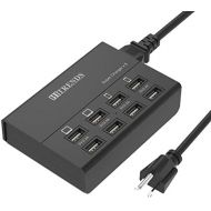 [아마존핫딜][아마존 핫딜] USB Charger, HITRENDS 8 Ports Charging Station 50W/10A Multi Port USB Charger Hub for Multiple Devices (5ft Cord, Black)