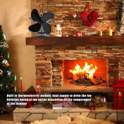  HIUF Heat Stove Fan, Heat Powered Fan Wood Burner Fan Heat Supply No Noise for Home Living Room