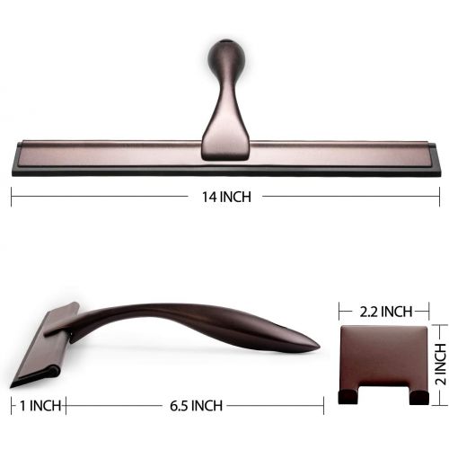  [아마존 핫딜] [아마존핫딜]Hiware All-Purpose Shower Squeegee for Shower Doors, Bathroom, Window and Car Glass - Bronze, Stainless Steel, 14 Inches