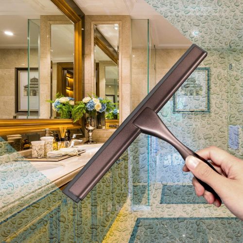  [아마존 핫딜] [아마존핫딜]Hiware All-Purpose Shower Squeegee for Shower Doors, Bathroom, Window and Car Glass - Bronze, Stainless Steel, 14 Inches