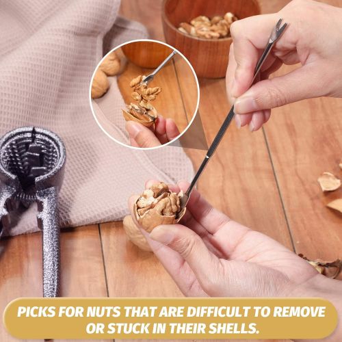  Hiware Pecan Nut Cracker and 2 Picks, Walnut Plier Opener Tool with Non-slip Handle