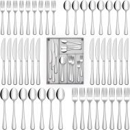 [아마존베스트]HIWARE 40-Piece Silverware Set with Tray for 8, Stainless Steel Flatware Sets For Home Kitchen Restaurant, Mirror Polished, Dishwasher Safe