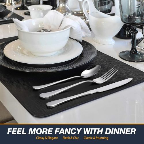  [아마존베스트]HIWARE 40-Piece Silverware Set with Tray for 8, Stainless Steel Flatware Sets For Home Kitchen Restaurant, Mirror Polished, Dishwasher Safe