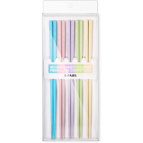  [아마존베스트]Hiware Reusable Fiberglass Chopsticks Dishwasher Safe, Lightweight, Multicolor - 5 Pairs Gift Set