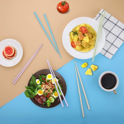  [아마존베스트]Hiware Reusable Fiberglass Chopsticks Dishwasher Safe, Lightweight, Multicolor - 5 Pairs Gift Set