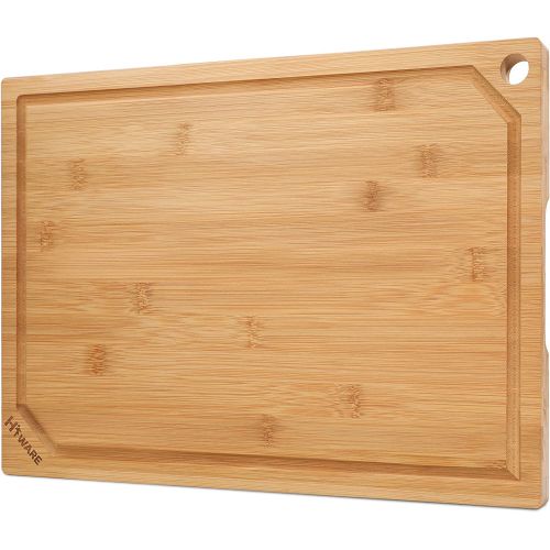  Hiware Extra Large Bamboo Cutting Board for Kitchen, Heavy Duty Wood Cutting Board with Juice Groove, 100% Organic Bamboo, Pre Oiled, 18 x 12