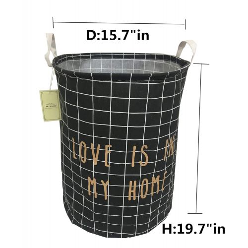  HIYAGON Large Sized Canvas Storage Baskets with Handle,Collapsible & Convenient Home...