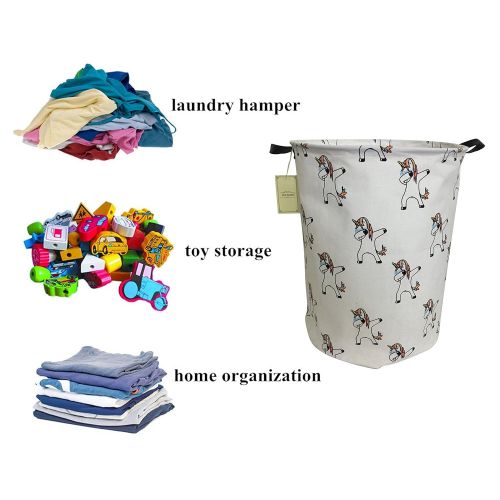  HIYAGON Large Sized Canvas Storage Baskets with Handle,Collapsible & Convenient Home...