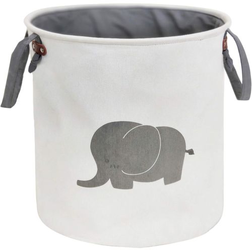  [아마존베스트]HIYAGON Storage Baskets,Cotton Foldable Round Home Organizer Bin for Baby Nursery,Toys,Laundry,Baby Clothing,Gift Baskets(Elephant)