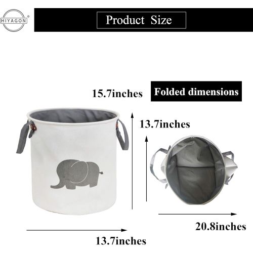  [아마존베스트]HIYAGON Storage Baskets,Cotton Foldable Round Home Organizer Bin for Baby Nursery,Toys,Laundry,Baby Clothing,Gift Baskets(Elephant)