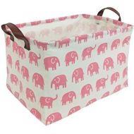 [아마존베스트]HIYAGON Rectangular Storage Box Basket for Baby, Kids or Pets - Fabric Collapsible Storage Bin for Organizing Toys,Nursery Basket,Clothing,Books, Gift Baskets (Pink Elephant)