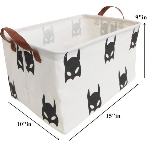  HIYAGON Rectangular Laundry Baskets,Fabric Storage Bin Storage Boxes,Collapsible Storage Basket for Toy, Clothes,Books.Shelves Basket(Black Bats)