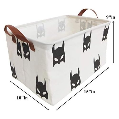  HIYAGON Rectangular Laundry Baskets,Fabric Storage Bin Storage Boxes,Collapsible Storage Basket for Toy, Clothes,Books.Shelves Basket(Black Bats)