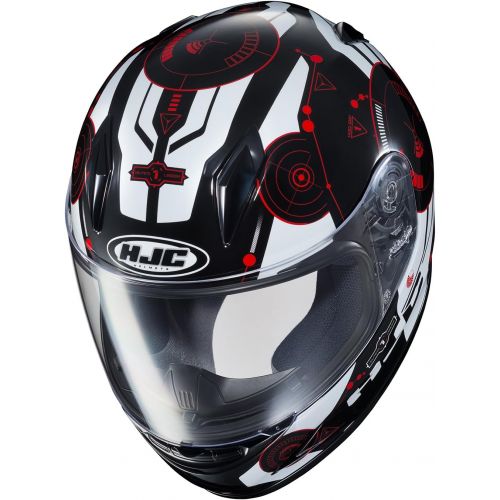  HJC Helmets Unisex-Child Full-Face-Helmet-Style CL-Y Simitic Helmet (BlackWhiteRed, Large), 1 Pack