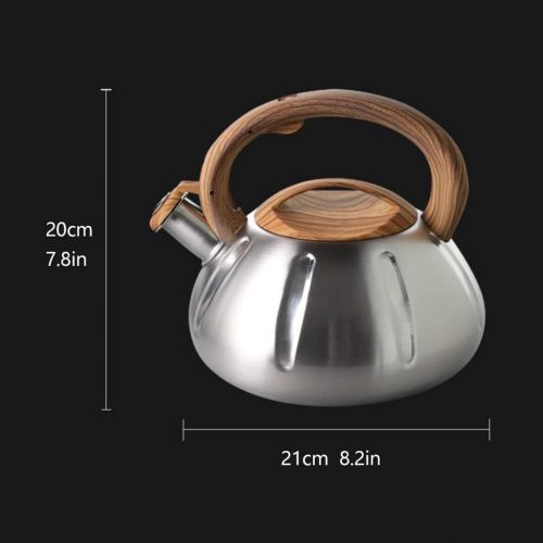  HJHJ Multi purpose kettle Stainless Steel kettle Creative Thick kettle Whistle Teapot With Wood Grain Handle Loud Whistle For Stove (3L, 101.4OZ) gift