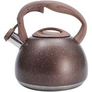 HJHJ multi purpose kettle Whistling Tea kettle Stainless Steel 3L Tea Pot Water kettle Wood Pattern Handlewith Whistle Induction Cooker Stove Teapot Cooking Tools gift (Color : Brown)