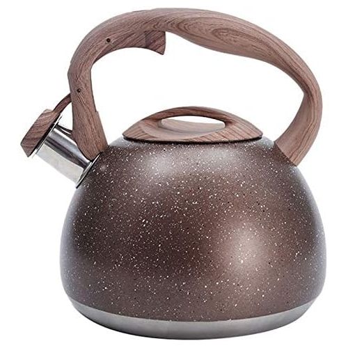  HJHJ multi purpose kettle Whistling Tea kettle Stainless Steel 3L Tea Pot Water kettle Wood Pattern Handlewith Whistle Induction Cooker Stove Teapot Cooking Tools gift (Color : Brown)