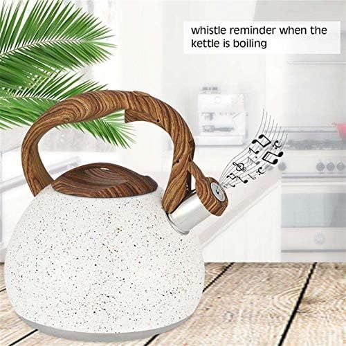  HJHJ multi purpose kettle Whistling Tea kettle Stainless Steel 3L Tea Pot Water kettle Wood Pattern Handlewith Whistle Induction Cooker Stove Teapot Cooking Tools gift (Color : Brown)