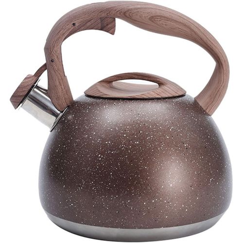  HJHJ multi purpose kettle Whistling Tea kettle Stainless Steel 3L Tea Pot Water kettle Wood Pattern Handlewith Whistle Induction Cooker Stove Teapot Cooking Tools gift (Color : Brown)